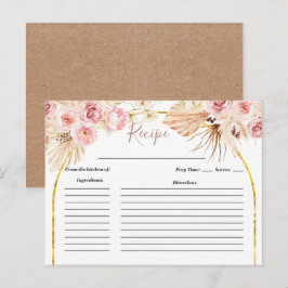 Boho Cactus Rosa Flowers Möhippa Recept Card Vykort