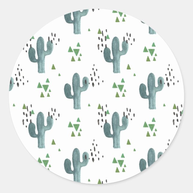Boho Cactus Sticker Runt Klistermärke (Framsida)