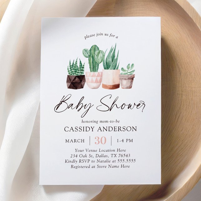 Boho Cactus Succulent Baby Shower Inbjudningar (Skapare uppladdad)