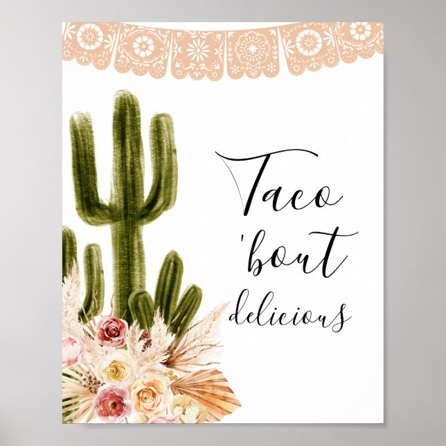 Boho Cactus Taco "Bout delicious Sign Poster (Framsidan)