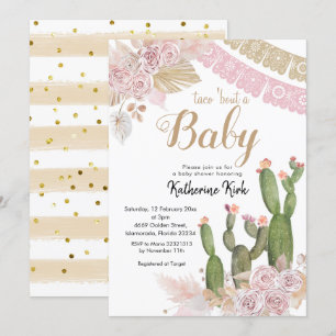Boho Cactus Taco om en inbjudan till Baby