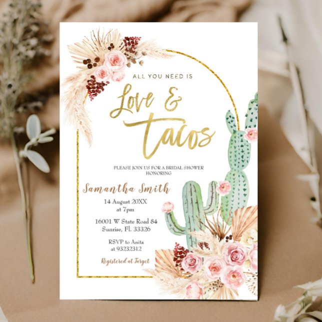 Boho Cactus Taco om inbjudan till Möhippan kärlek (Skapare uppladdad)