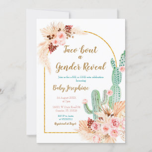 Boho Cactus Taco om kärlek Gender Reveal Inbjudningar