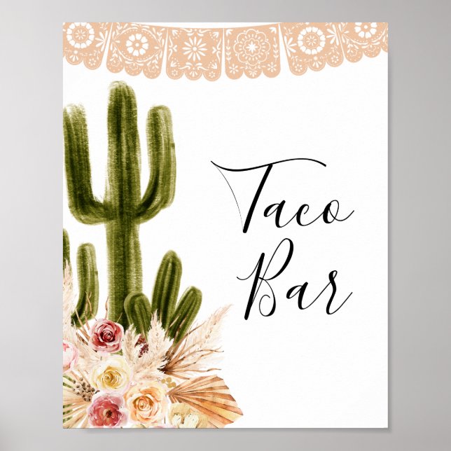 Boho Cactus Taco Pub Taco om Kärlek-tecken Poster (Framsidan)