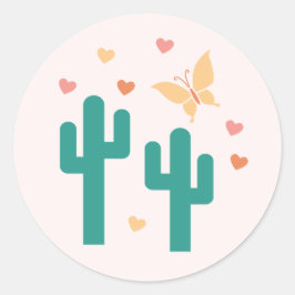 Boho Cactus Valentines Day Sticker Runt Klistermärke