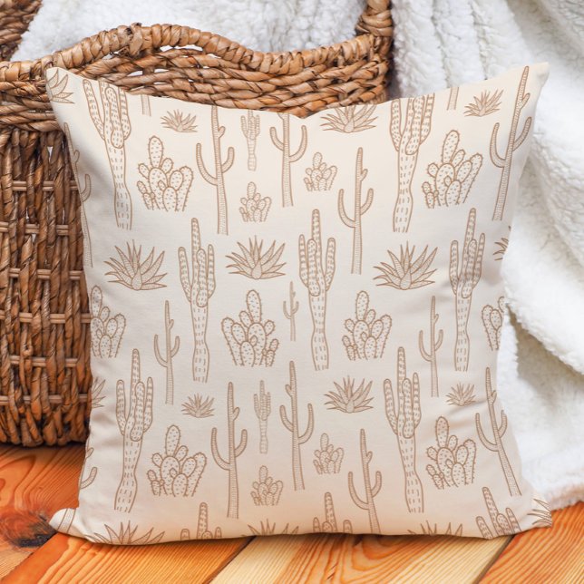 Boho Cactus Western Southern Desert Warm Neutral Kudde (Skapare uppladdad)