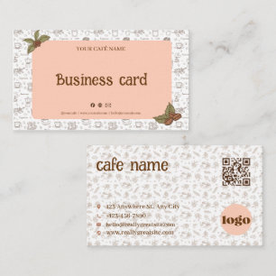 Boho Café Business Card QR-kod Logotyp Visitkort