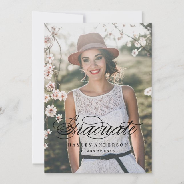 BOHO CALLIGRAHY STUDENTEN INVITATION baby rosa Inbjudningar (Framsida)