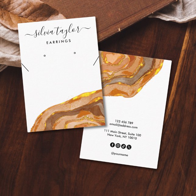 Boho Calligraphy Earring Necklace Visning Visitkort (Skapare uppladdad)