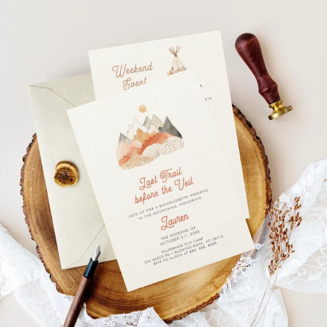 Boho Camping Bachelorette Helg Party Inbjudningar (Skapare uppladdad)