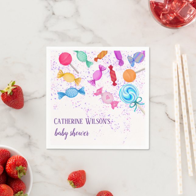 Boho Candy Land Sweets Lollipops Baby Shower Pappersservett (Insitu)