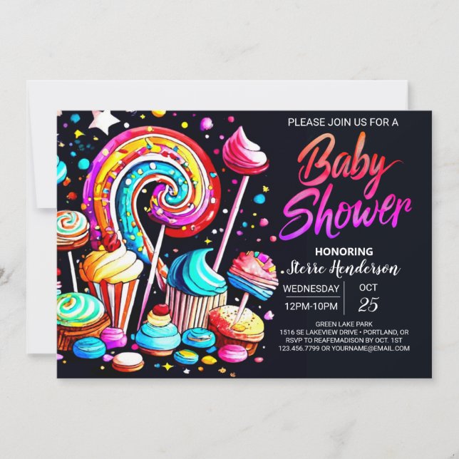 Boho Candy Sweet Firande Baby Shower Inbjudningar (Framsida)