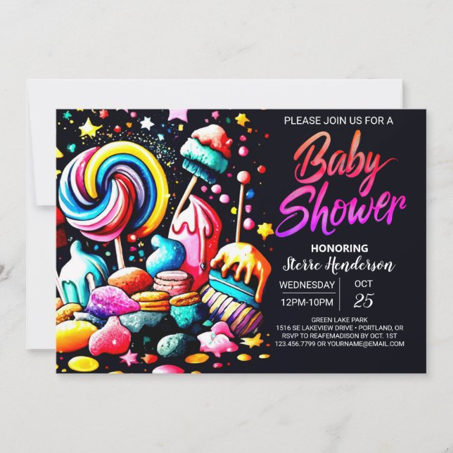 Boho Candyland Baby Shower Inbjudningar (Framsida)