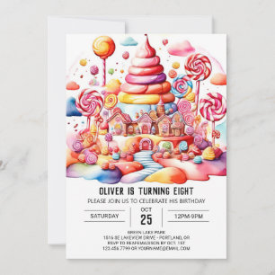 Boho Candyland Editable Birthday Inbjudningar