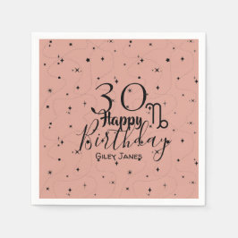 boho Capricorn Black stars rosa födelsedagspresent Pappersservett