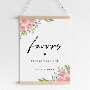 Boho Carnation Favor Bröllop Bord-tecken Poster
