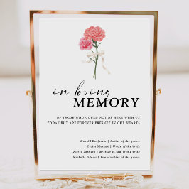 Boho Carnation in loving memory Bröllop Sign Poster