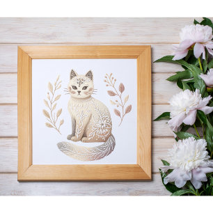 Boho Cat Aesthetic Minimalist Kattdjur Wall Art Poster