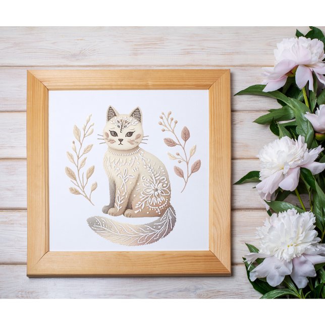 Boho Cat Aesthetic Minimalist Kattdjur Wall Art Poster (Skapare uppladdad)