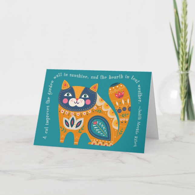 Boho Cat Card med offert Kort (Framsida)