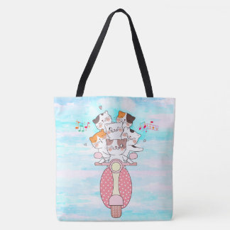 Boho Cat Lover, Lycklig Cats Tote Tygkasse