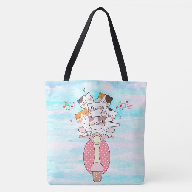 Boho Cat Lover, Lycklig Cats Tote Tygkasse (Framsida)