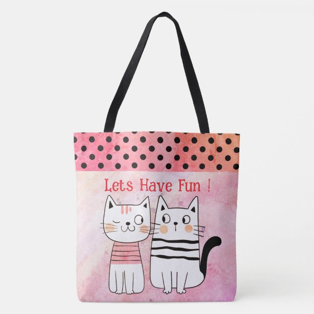 Boho Cat Lovers, låt oss ha Roligt! Tote Tygkasse (Framsida)