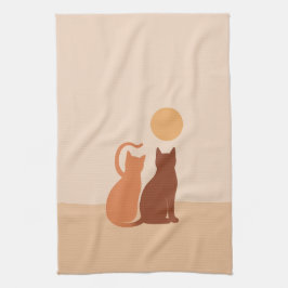 Boho Cats Sunset Desert Kökshandduk