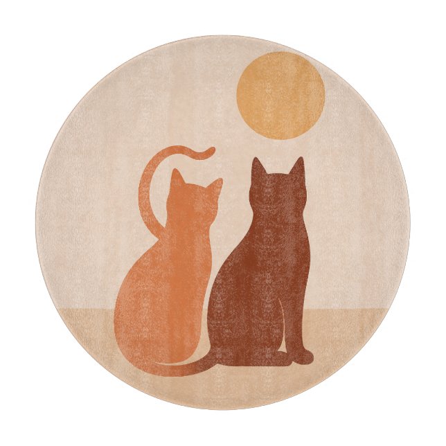 Boho Cats Sunset Desert Round Cot Board (Framsidan)