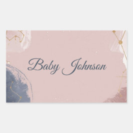 Boho Celestial Baby Shower Favor Tag | Gold Moon Rektangulärt Klistermärke