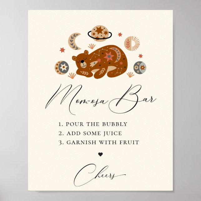 Boho Celestial Bear Mamma-osa Pub Poster (Framsidan)
