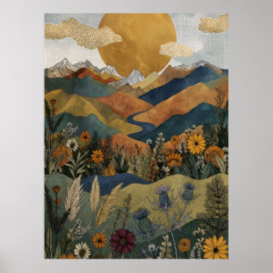 Boho Celestial Bergsdal Flod Tistel Poster