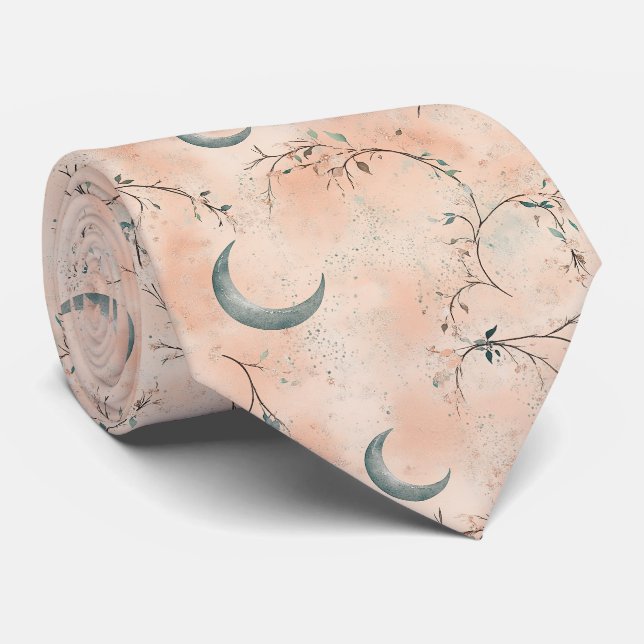 Boho Celestial Blommig Månmönster (3) Slips (Rullad)