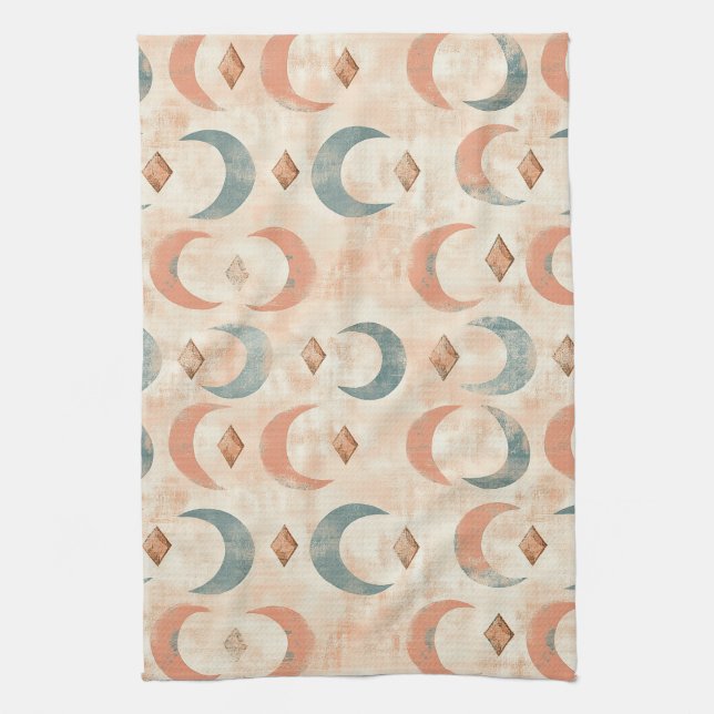 Boho Celestial Blommig Månmönster (6) Kökshandduk (Vertikal)