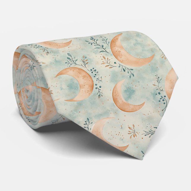 Boho Celestial Blommig Månmönster (8) Slips (Rullad)
