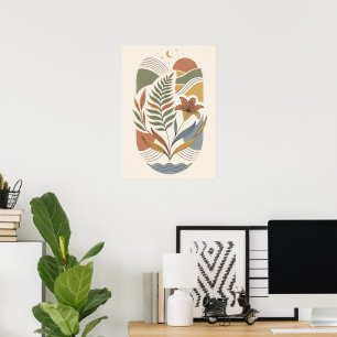 Boho Celestial Botanisk Landskaps Art Print Fer Poster