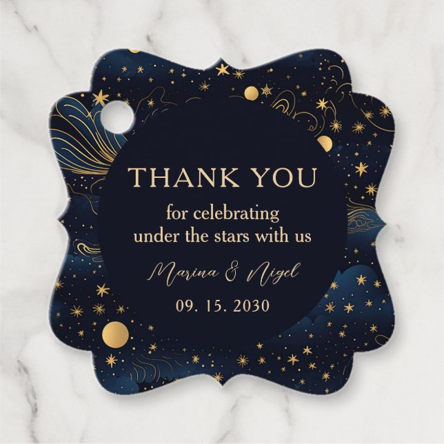 Boho Celestial Bröllop Tack Märkre Gåvor Etiketter (Framsida)
