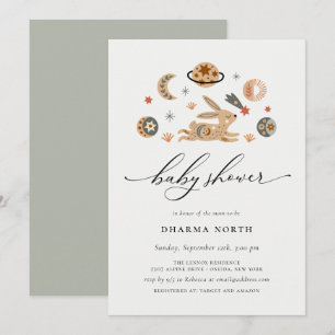 Boho Celestial Bunny Baby Shower-inbjudan Inbjudningar