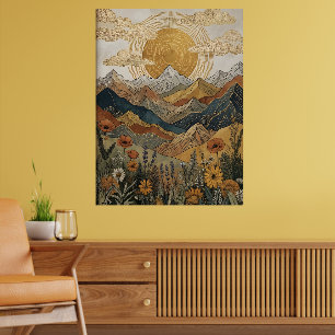 Boho Celestial Mandala Sol Bergsäng Poster