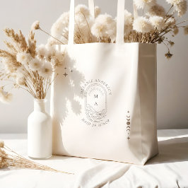 Boho Celestial Måne Star Monogram Holistic Bröllop Tygkasse