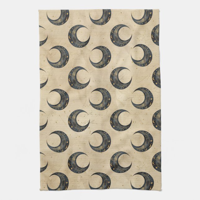 Boho Celestial Moon Guldmönster Kökshandduk (Vertikal)