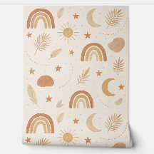 Boho Celestial Rainbow Nursery Tapet - Warm