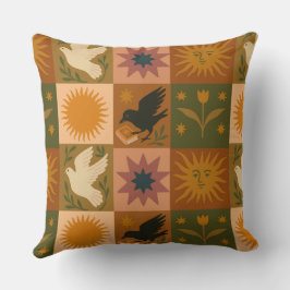 Boho Celestial | Retro Sol & Måne Kudde