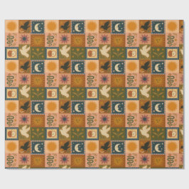 Boho Celestial | Retro Sol & Måne Presentpapper