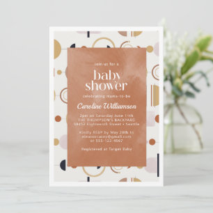 Boho Celestial Shapes Terracotta Baby Shower Inbjudningar