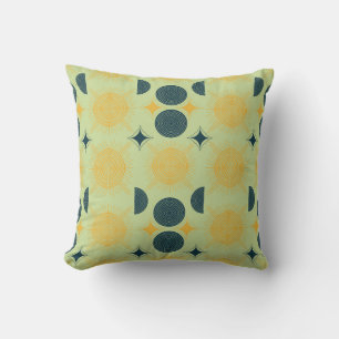 Boho Celestial Sol Måne Mint Kudde