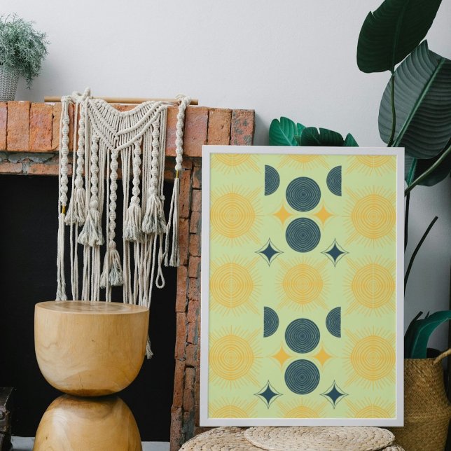 Boho Celestial Sol Måne Mint Poster (Skapare uppladdad)