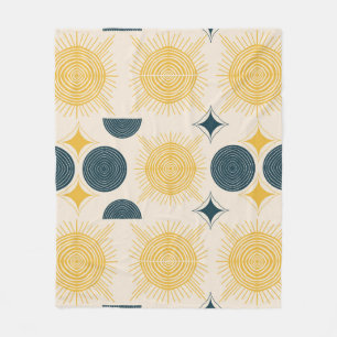 Boho Celestial Sol Måne Mönster Fleecefilt