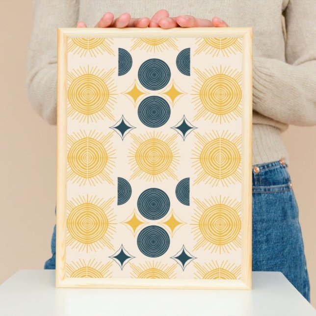 Boho Celestial Sol Måne Mönster Poster (Skapare uppladdad)