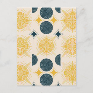 Boho Celestial Sol Måne Mönster Vykort